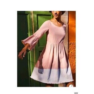 Anthropologie Holding Horses Lilibet Bell Sleeve Raw Hem Dress 4 Western Minimal